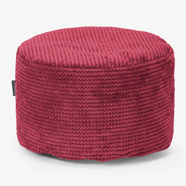 Small Round Footstool - Pom Pom Pastel Red 01