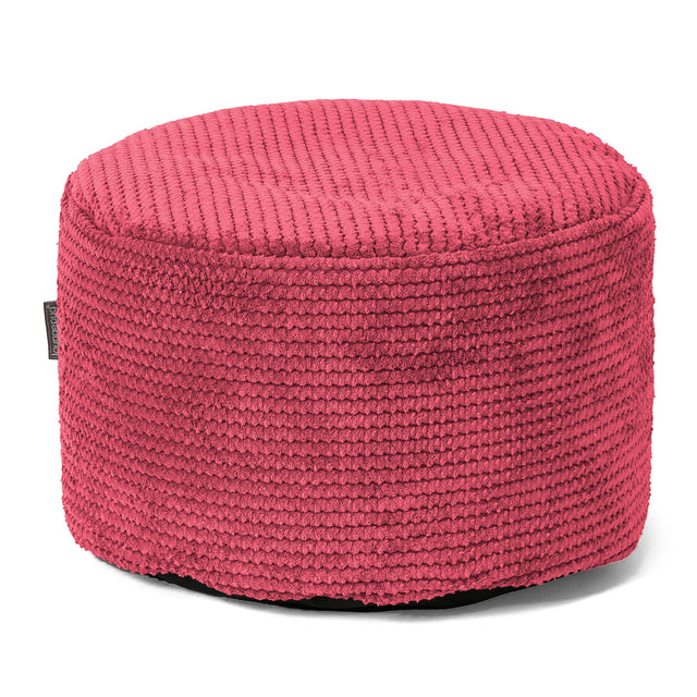 Small Round Footstool - Pom Pom Pastel Red 01