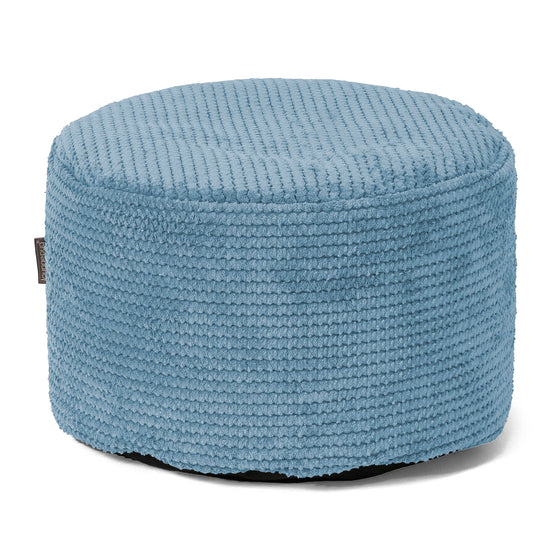 Small Round Footstool - Pom Pom Sky Blue 01