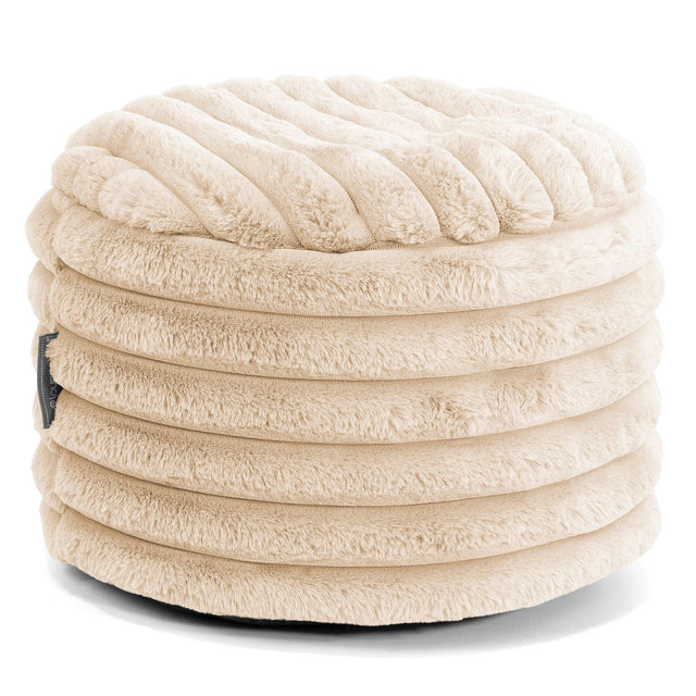Small Round Footstool - Ultra Plush Cord Cream 01