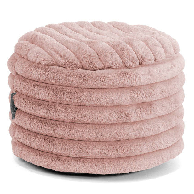 Small Round Footstool - Ultra Plush Cord Dusty Pink 01