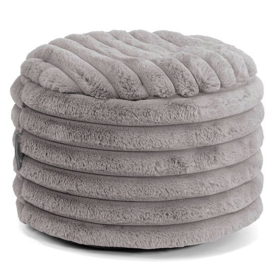 Small Round Footstool - Ultra Plush Cord Grey 01