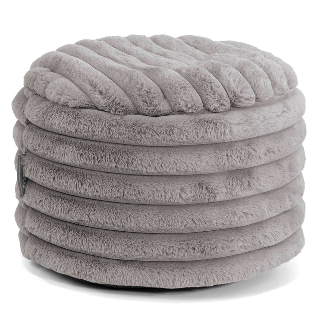Small Round Footstool - Ultra Plush Cord Grey 01