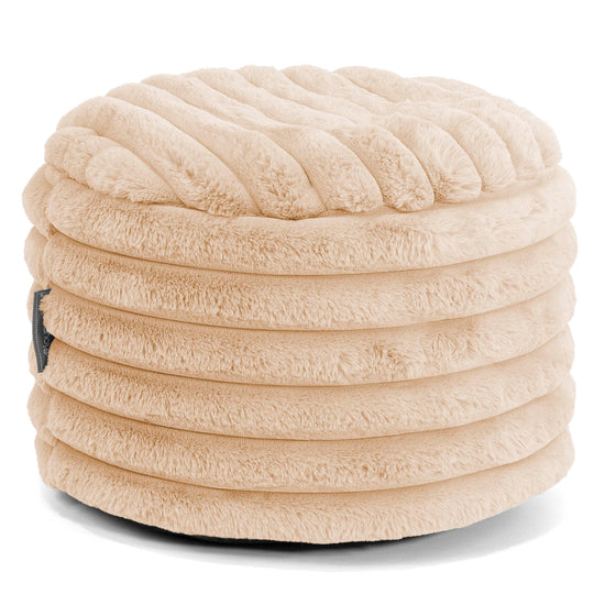 Small Round Footstool - Ultra Plush Cord Peach 01