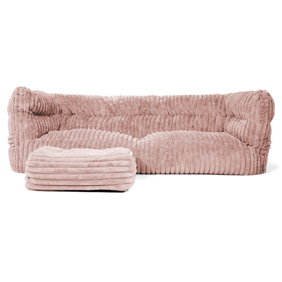 The 3 Seater Albert Sofa Bean Bag 2.0 - Ultra Plush Cord Dusty Pink 02