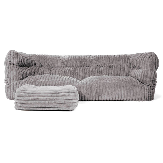 The 3 Seater Albert Sofa Bean Bag 2.0 - Ultra Plush Cord Grey 02