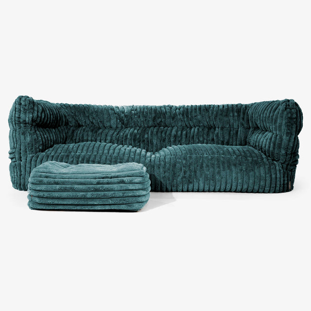 The 3 Seater Albert Sofa Bean Bag 2.0 - Ultra Plush Cord Teal 02