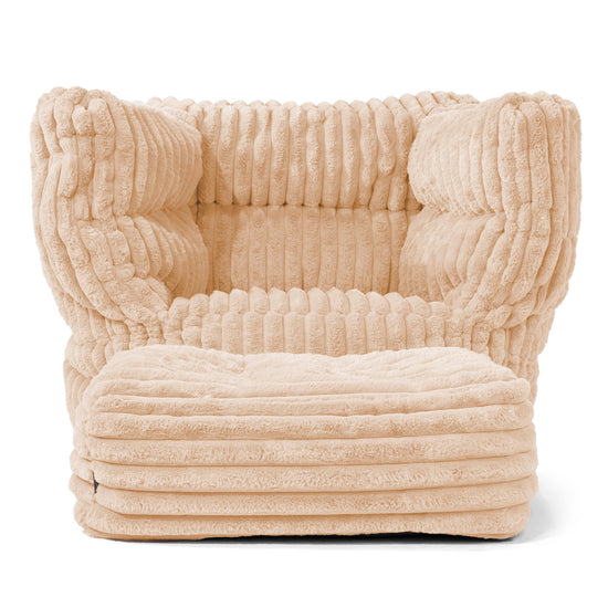 Albert Bean Bag Armchair 2.0 - Ultra Plush Cord Peach 02