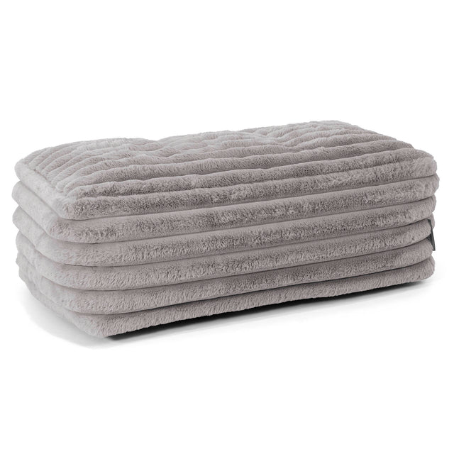 Large Footstool - Ultra Plush Cord Grey 01