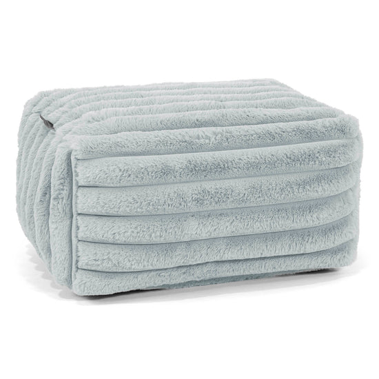 Small Footstool - Ultra Plush Cord Duck Egg Blue 01