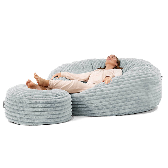 Mega Mammoth Bean Bag Sofa - Ultra Plush Cord Duck Egg Blue
