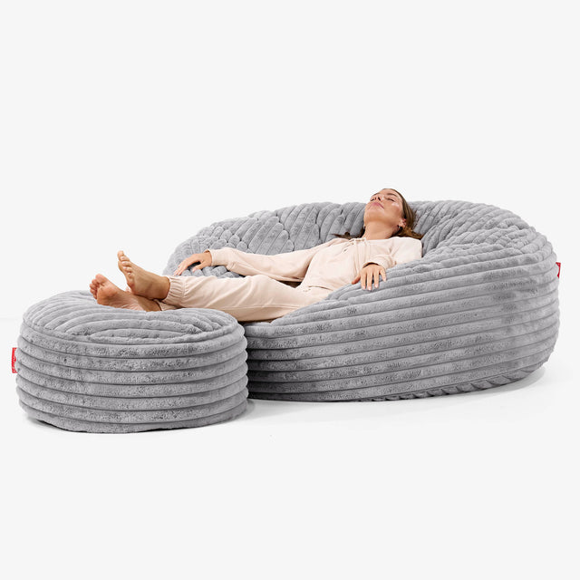 Mega Mammoth Bean Bag Sofa - Ultra Plush Cord Grey