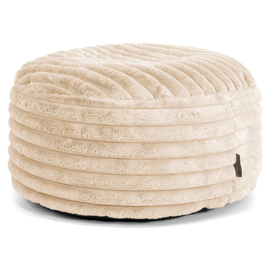 Large Round Pouffe - Ultra Plush Cord Cream 01