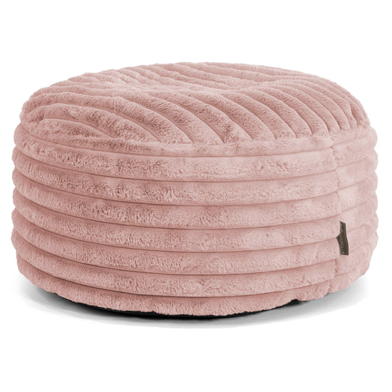 Large Round Pouffe - Ultra Plush Cord Dusty Pink 01
