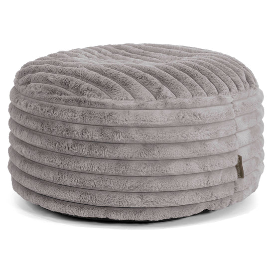 Large Round Pouffe - Ultra Plush Cord Grey 01