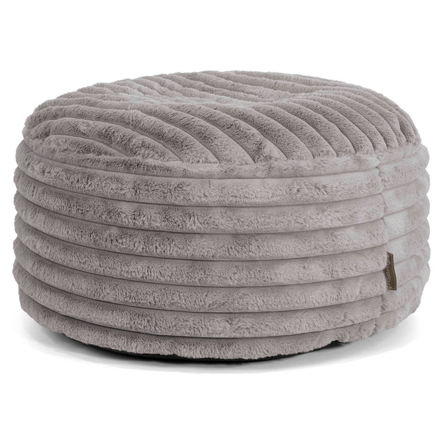 Large Round Pouffe - Ultra Plush Cord Grey 01