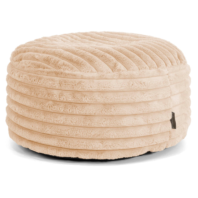 Large Round Pouffe - Ultra Plush Cord Peach 01