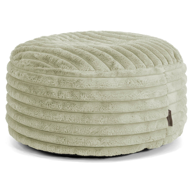 Large Round Pouffe - Ultra Plush Cord Sage Green 01