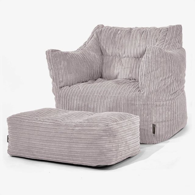 Victor Bean Bag Armchair - Cord Aluminium Silver 02