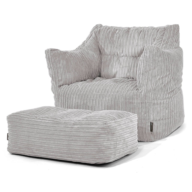 Victor Bean Bag Armchair - Cord Aluminium Silver 02