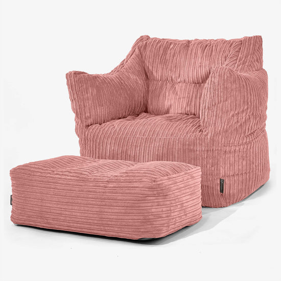 Victor Bean Bag Armchair - Cord Peach 02