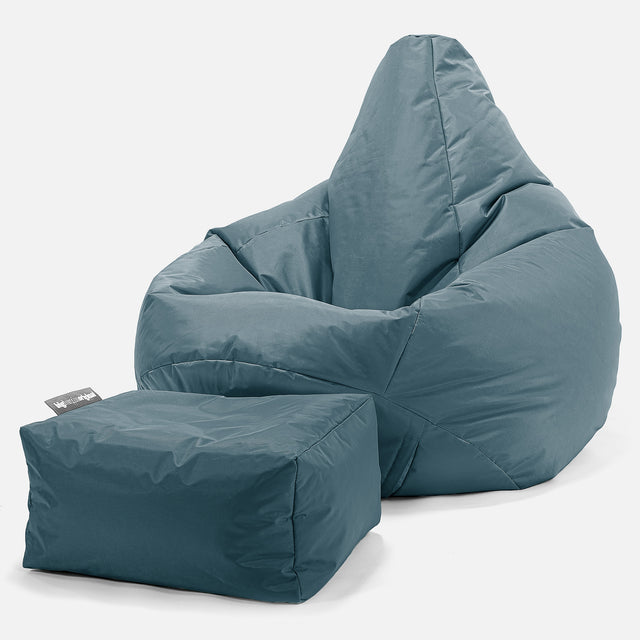 Outdoor Highback Bean Bag Chair - SmartCanvas™ Petrol Blue 01
