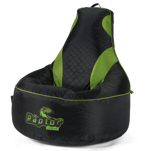 Quilted Gaming Bean Bag Chair - Black / Green 01