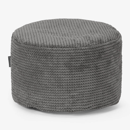 Small Round Footstool - Pom Pom Charcoal Grey 01