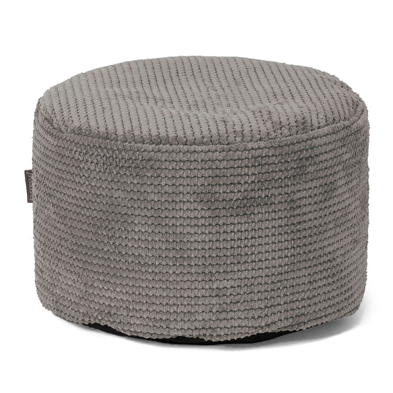 Small Round Footstool - Pom Pom Charcoal Grey 01