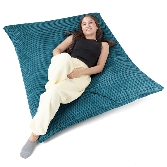 XL Pillow Beanbag - Cord Teal Blue 02