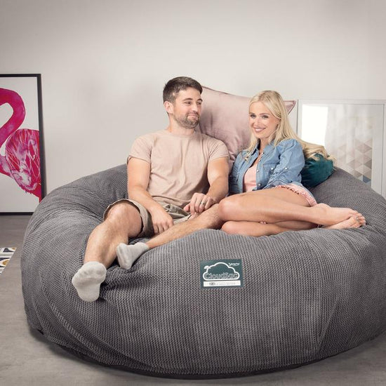 CloudSac 3000 XXL King Sized Memory Foam Beanbag Sofa - Pom Pom Charcoal Grey 02