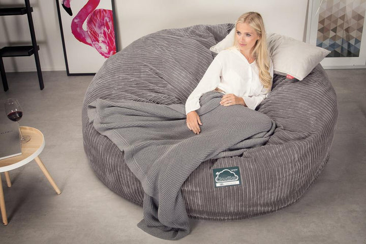 CloudSac 3000 XXL King Sized Memory Foam Beanbag Sofa - Cord Graphite Grey 04