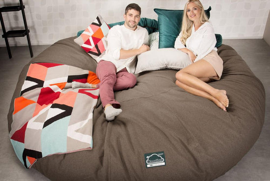 CloudSac 5000 XXXXXL Titanic Memory Foam Beanbag Sofa - Interalli Wool Biscuit 02