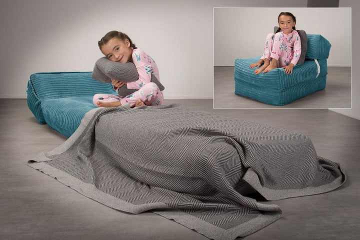 Avery - Single Futon Chair Bed, Folding Bed, Guest Bed By Lounge Pug, Cord Aegean