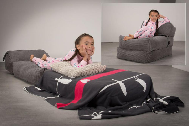 Avery - Single Futon Chair Bed, Folding Bed, Guest Bed By Lounge Pug, Pom Pom Charcoal