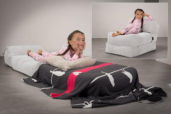 Avery - Single Futon Chair Bed, Folding Bed, Guest Bed By Lounge Pug, Pom Pom Ivory