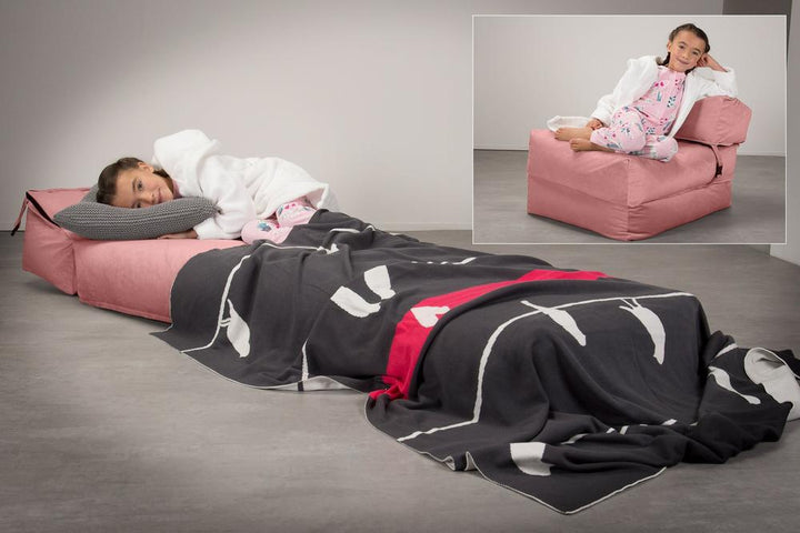 Avery - Single Futon Chair Bed, Folding Bed, Guest Bed By Lounge Pug, Velvet Rose Pink