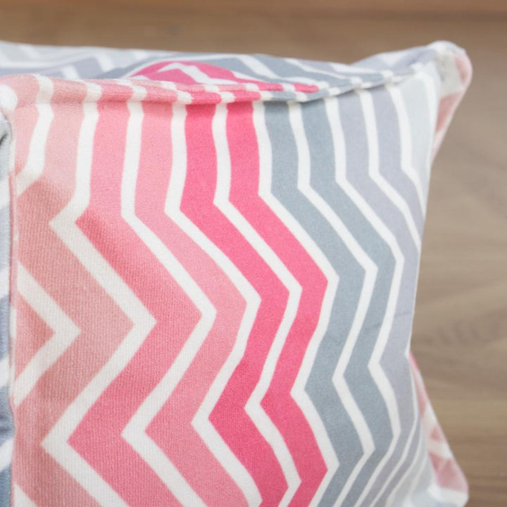 LOUNGE PUG - Print Chevron - Bean Bag Footstool - Small - PINK - (Size 20cm H x 35cm D x 45cm Wide)