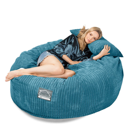 Lounge Pug, CloudSac 1010 XXL - Memory Foam XXL Giant Bean Bag Sofa / Love Seat, Cord Aegean