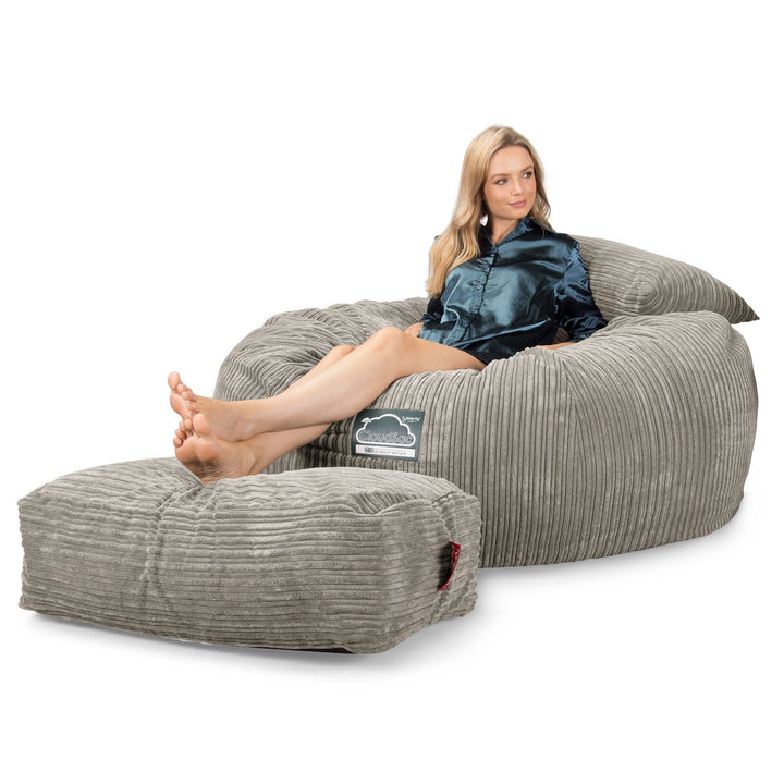 Lounge Pug, CloudSac 1010 XXL - Memory Foam XXL Giant Bean Bag Sofa / Love Seat, Cord Mink