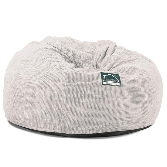 Lounge Pug, CloudSac 1010 XXL - Memory Foam XXL Giant Bean Bag Sofa / Love Seat, Pom Pom Ivory