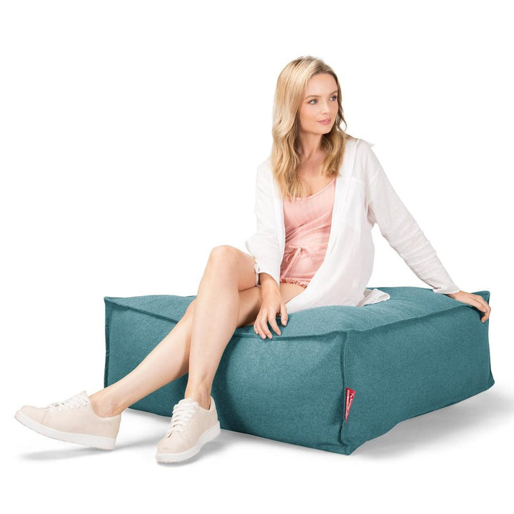 Lounge Pug, CloudSac 250 - Memory Foam Ottoman Pouf, Interalli Wool Aqua