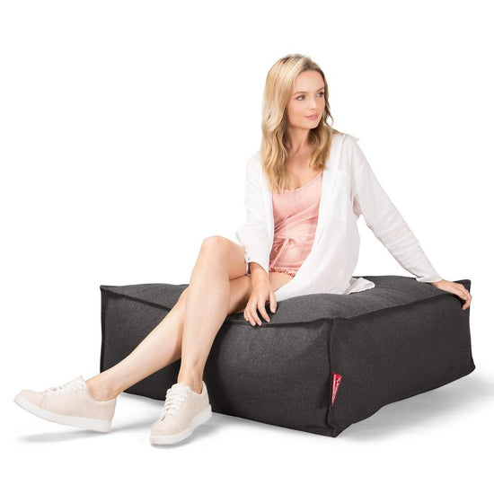 Lounge Pug, CloudSac 250 - Memory Foam Ottoman Pouf, Interalli Wool Grey