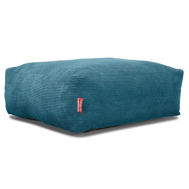 Lounge Pug, CloudSac 250 - Memory Foam Ottoman Pouf, Pom Pom Aegean