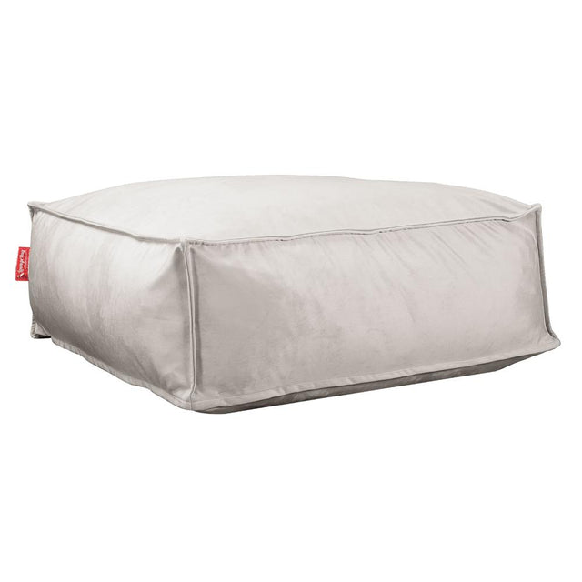 Lounge Pug, CloudSac 250 - Memory Foam Ottoman Pouf, Velvet Silver