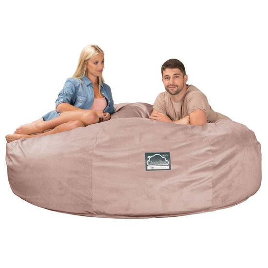 CloudSac 3000 XXL King Sized Memory Foam Beanbag Sofa - Velvet Rose Pink 03