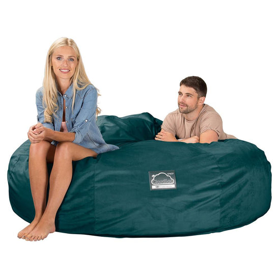 CloudSac 3000 XXL King Sized Memory Foam Beanbag Sofa - Velvet Teal 04