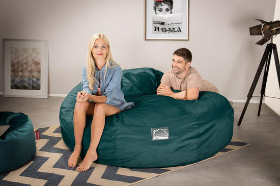 CloudSac 3000 XXL King Sized Memory Foam Beanbag Sofa - Velvet Teal 02