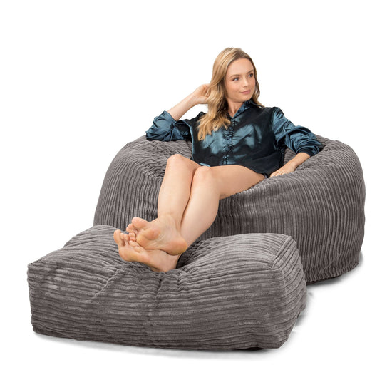 CloudSac 510 XL Large Memory Foam Beanbag - Cord Graphite Grey 02