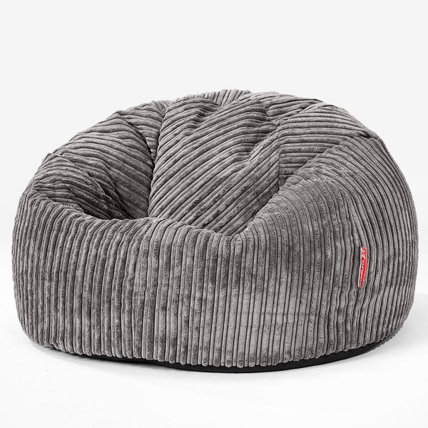 Lounge Pug, CloudSac 200 Kids - Bean Bag Sofa, Memory Foam Giant Childrens Beanbag, Cord Graphite